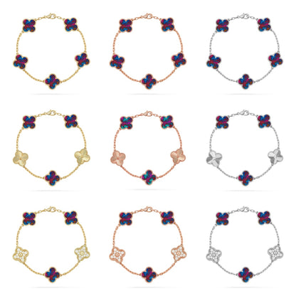 [Gaonasi]CLOVER 5 MOTIF COLOR GEMSTONES BRACELET COLLECTION