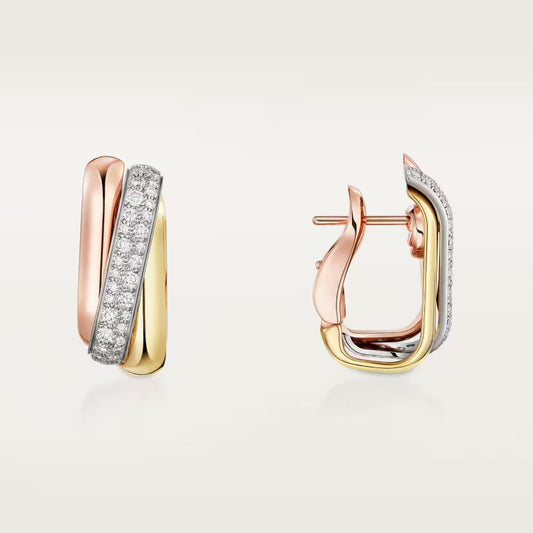 [Gaonasi Jewelry]TRINITY HALF DIAMOND  CUSHION EARRINGS