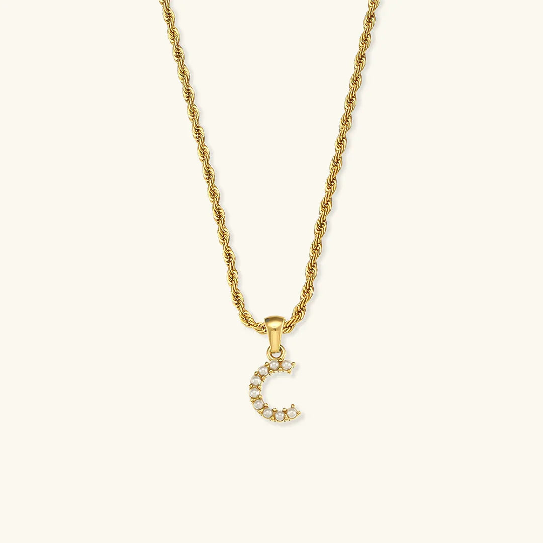 [Gaonasi]Elodie Initial Letter Pearl Necklace