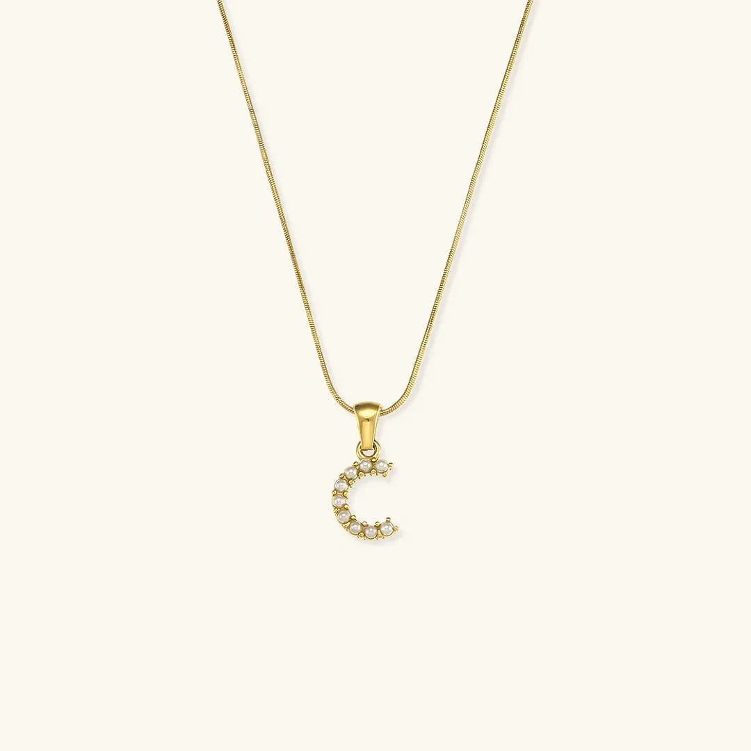 [Gaonasi]Augustine Initial Letter Pearl Necklace