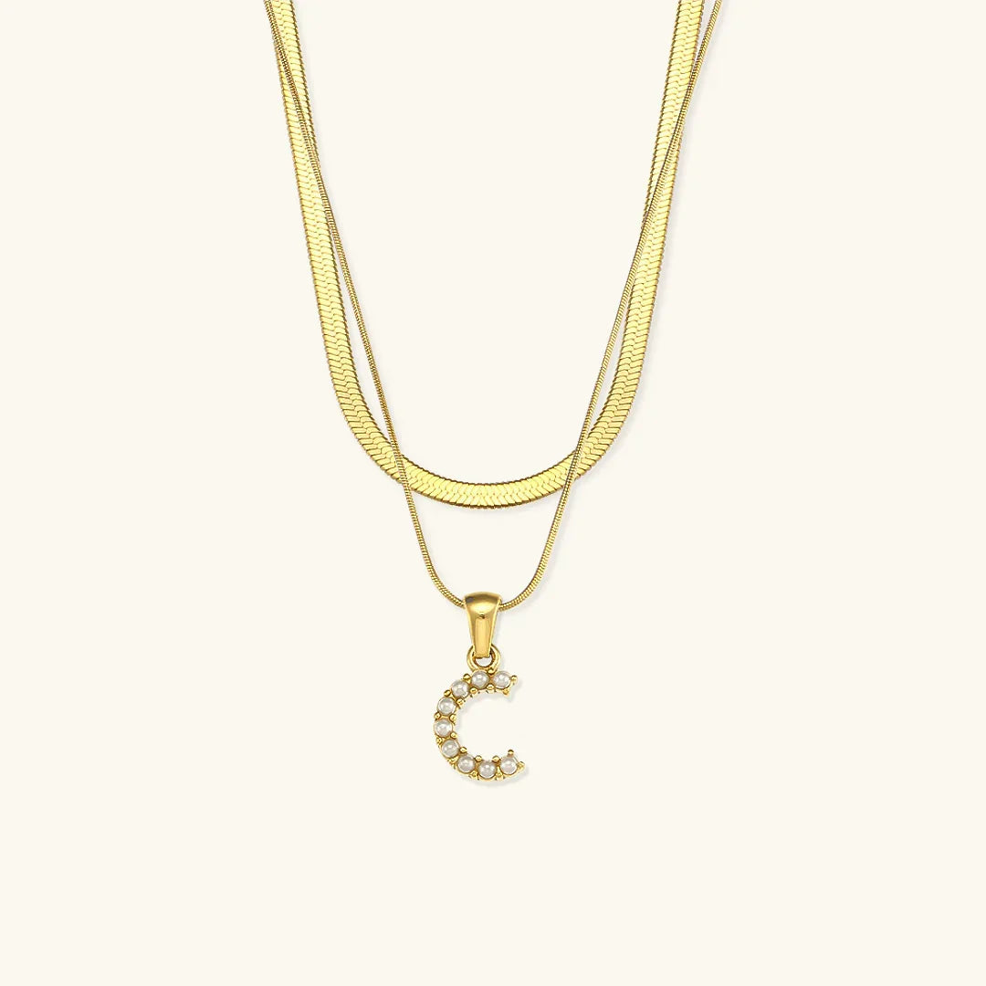 [Gaonasi]Fiona Layered Gold Initial Letter Necklace