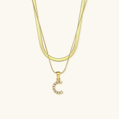 [Gaonasi]Fiona Layered Gold Initial Letter Necklace