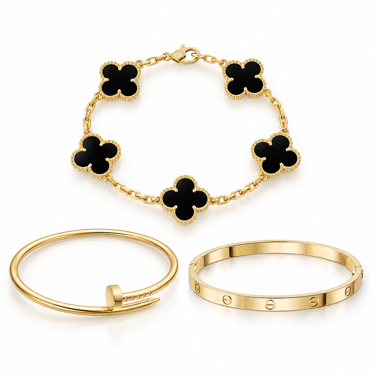 [Cadisa]Clover & Juste & Lover  Bracelet Stack Set
