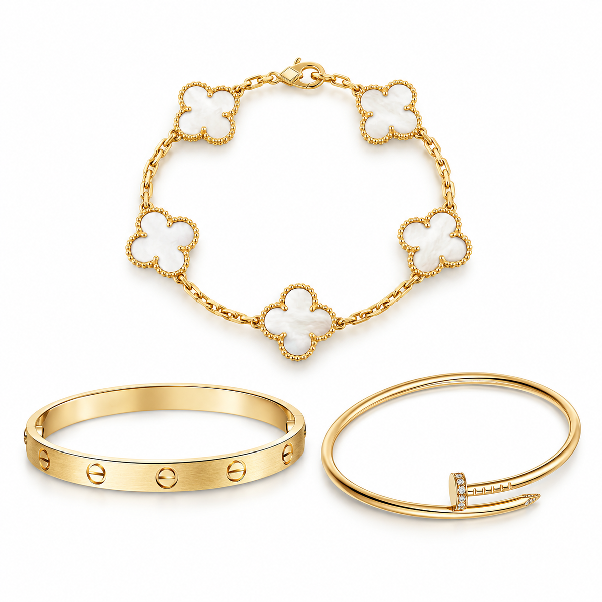 [Cadisa]Clover & Lover & Juste Bracelet Stack Set