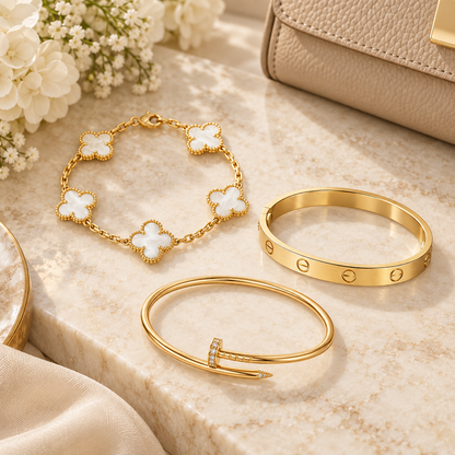 [Cadisa]Clover & Lover & Juste Bracelet Stack Set