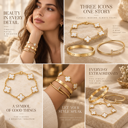 [Cadisa]Clover & Lover & Juste Bracelet Stack Set