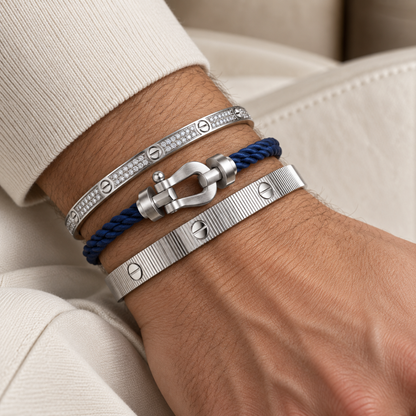 [Cadisa]Love & Force Large Horseshoe Trio Bracelet Stack Set