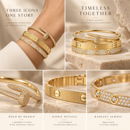 [Cadisa]Love & Juste Statement Bracelet Trio Stack Set