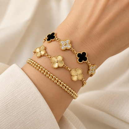 [Cadisa]Clover & Clash Bracelet 3-Piece Stack set