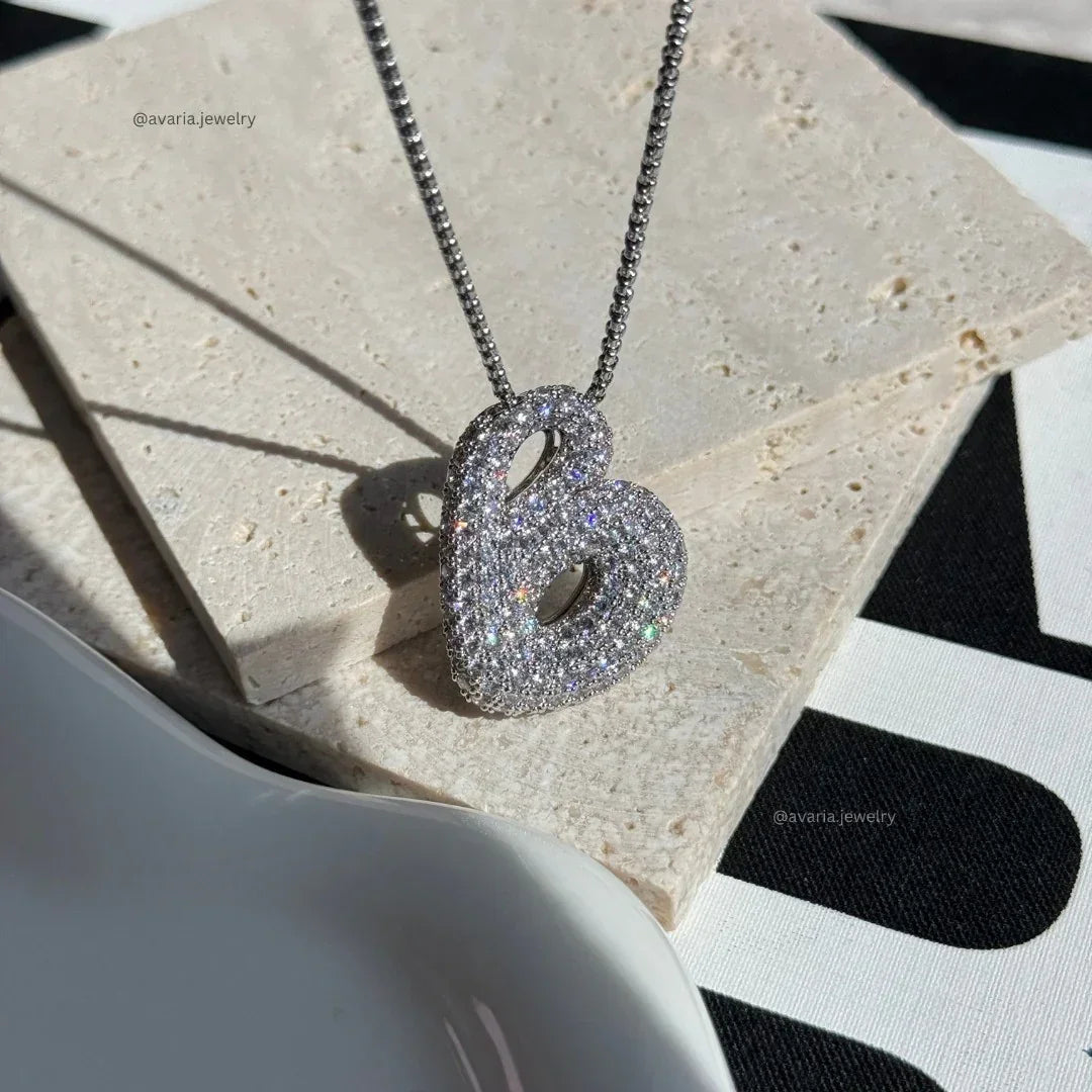 [Gaonasi]Bubble Initial Diamond Necklace