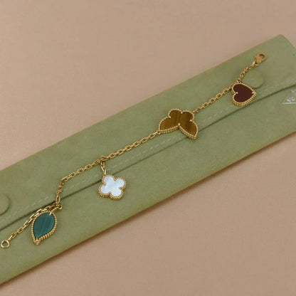 [Gaonasi]LUCKY SPRING 5 MOTIF GOLD BRACELET