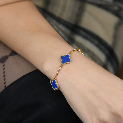 [Gaonasi] CLOVER 5 MOTIF BLUE AGATE BRACELET COLLECTION