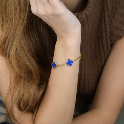 [Gaonasi] CLOVER 5 MOTIF BLUE AGATE BRACELET COLLECTION