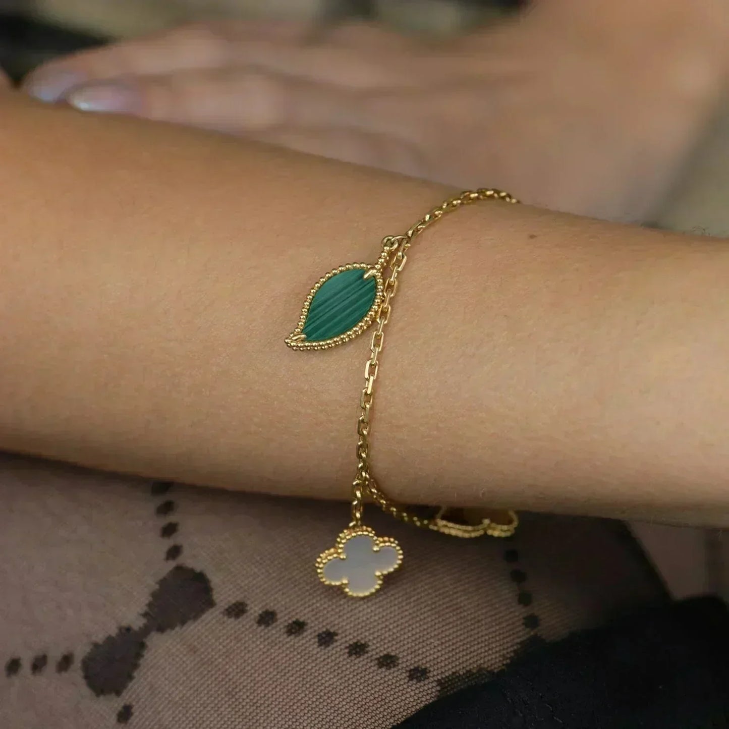 [Gaonasi]LUCKY SPRING 5 MOTIF GOLD BRACELET