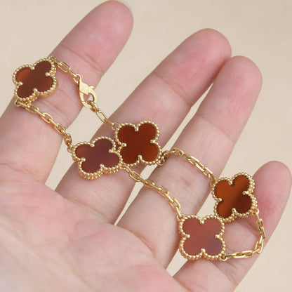 [Gaonasi] CLOVER 5 MOTIF RED CORNELIAN BRACELET COLLECTION