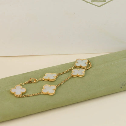 [Gaonasi]CLOVER WHITE PEARL MOP 5 MOTIF BRACELET COLLECTION