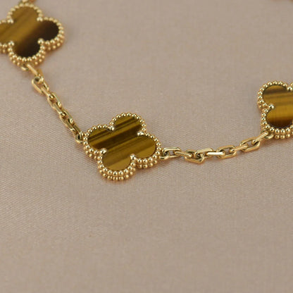 [Gaonasi] CLOVER 5 MOTIFS TIGER EYE BRACELET COLLECTION