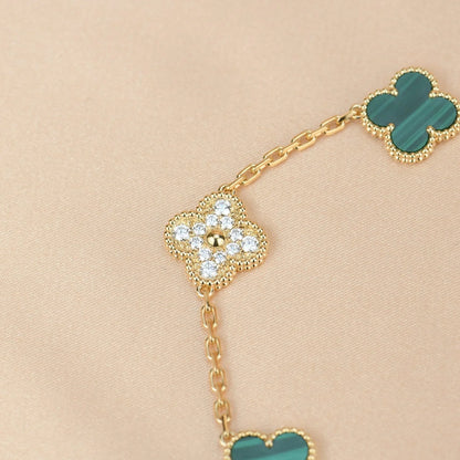 [Gaonasi] CLOVER 5 MOTIF MALACHITE BRACELET COLLECTION