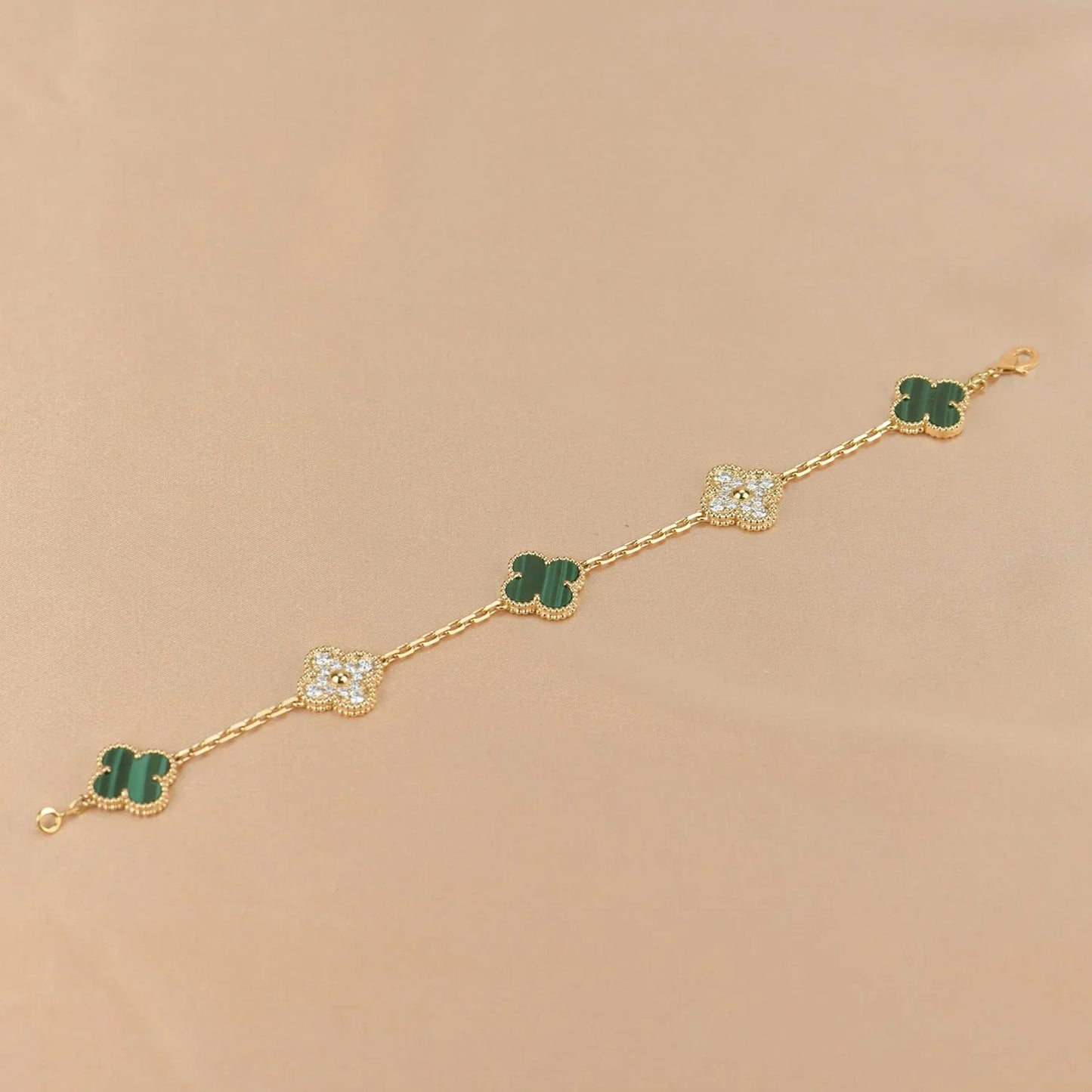 [Gaonasi] CLOVER 5 MOTIF MALACHITE BRACELET COLLECTION