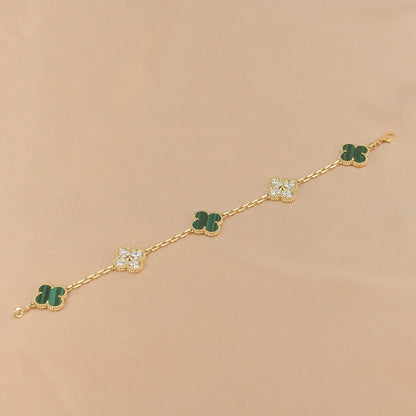 [Gaonasi] CLOVER 5 MOTIF MALACHITE BRACELET COLLECTION
