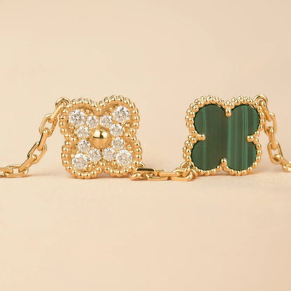 [Gaonasi] CLOVER 5 MOTIF MALACHITE BRACELET COLLECTION