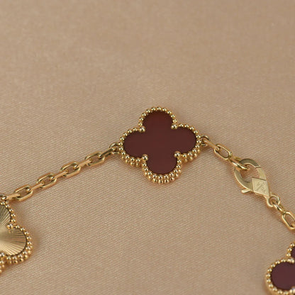 [Gaonasi] CLOVER 5 MOTIF RED CORNELIAN BRACELET COLLECTION