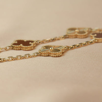 [Cadisa]CLOVER  5 MOTIFS CARNELIAN GOLD BRACELET