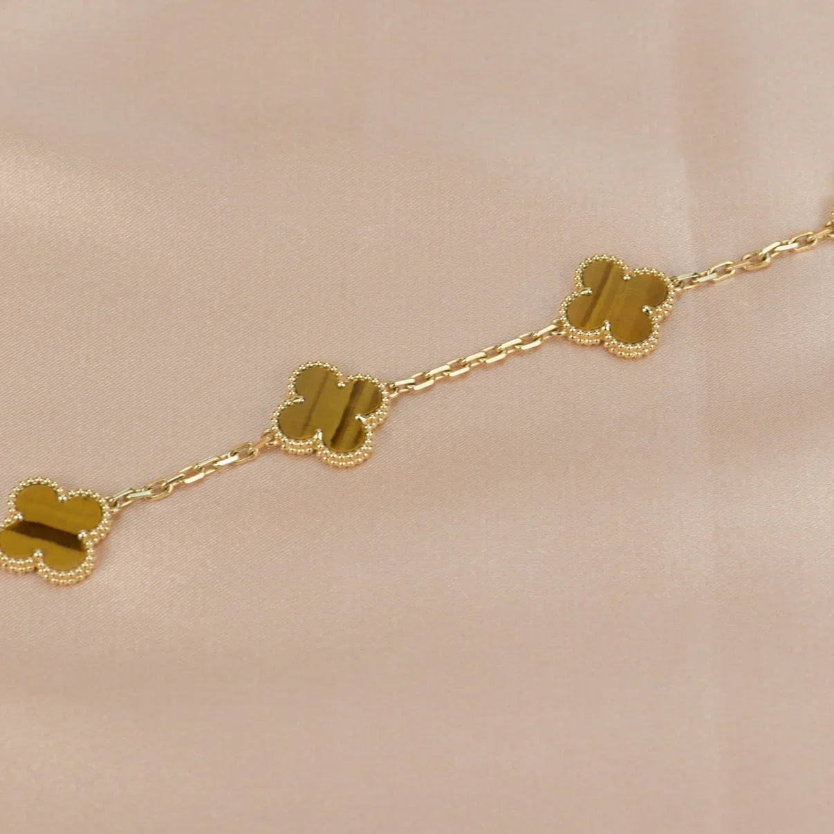 [Gaonasi] CLOVER 5 MOTIFS TIGER EYE BRACELET COLLECTION