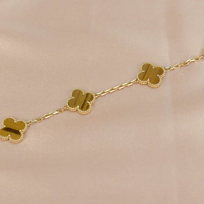 [Gaonasi] CLOVER 5 MOTIFS TIGER EYE BRACELET COLLECTION