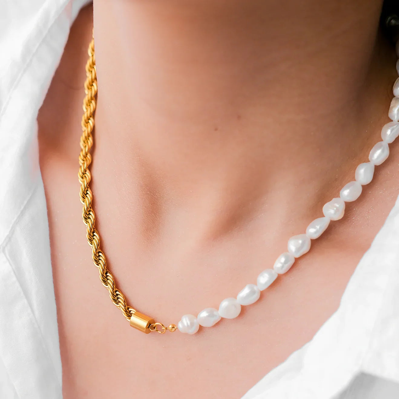 [Gaonasi]Dualia Gold Pearl Necklace