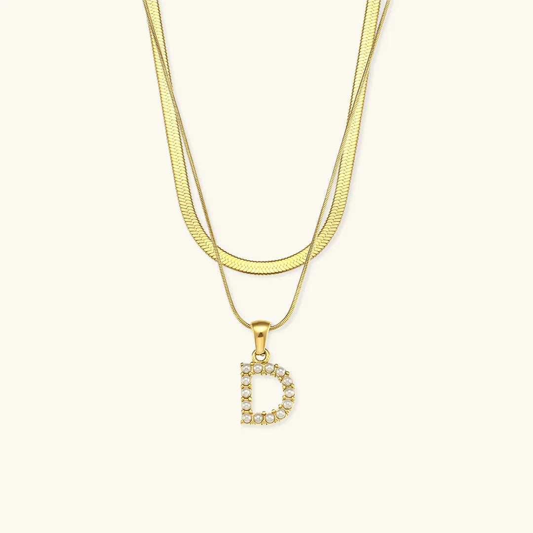 [Gaonasi]Fiona Layered Gold Initial Letter Necklace