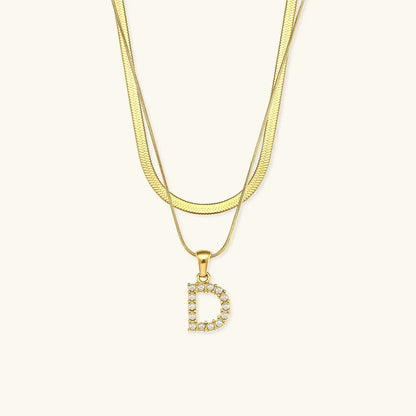 [Gaonasi]Fiona Layered Gold Initial Letter Necklace