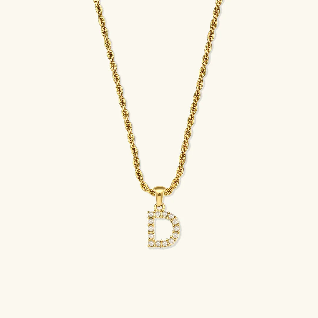 [Gaonasi]Elodie Initial Letter Pearl Necklace
