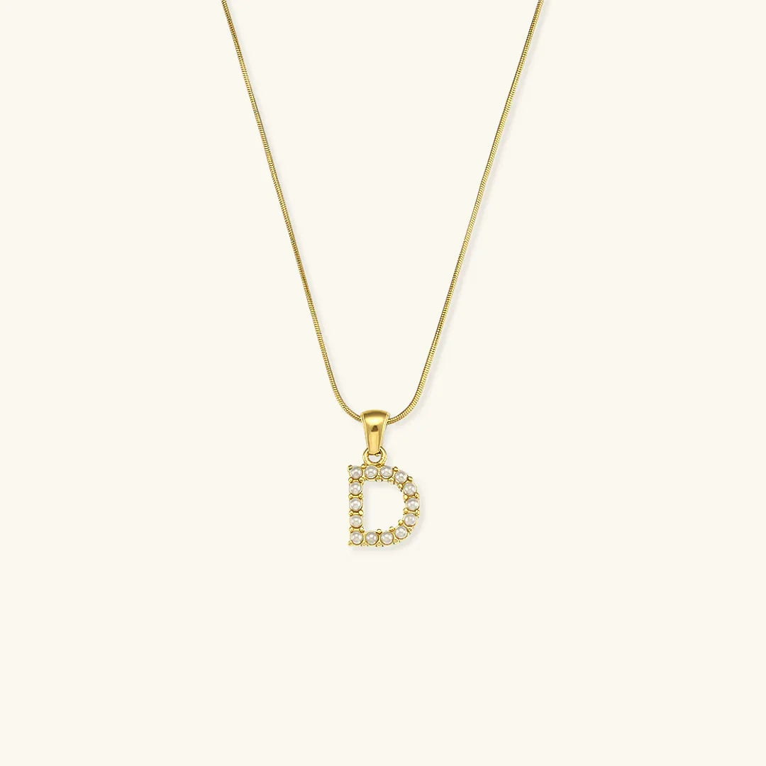 [Gaonasi]Augustine Initial Letter Pearl Necklace