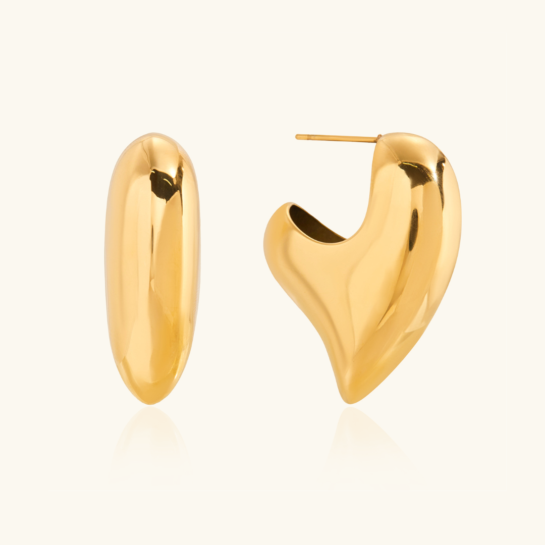 [Gaonasi]Aimee Chunky Heart Gold Earrings