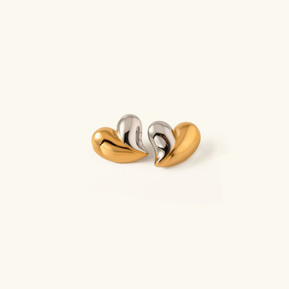 [Gaonasi]Dorothea Two Tone Heart Earrings