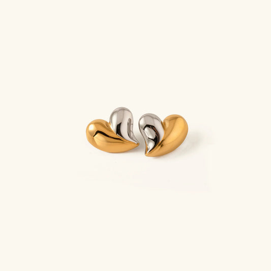 [Gaonasi]Dorothea Two Tone Heart Earrings