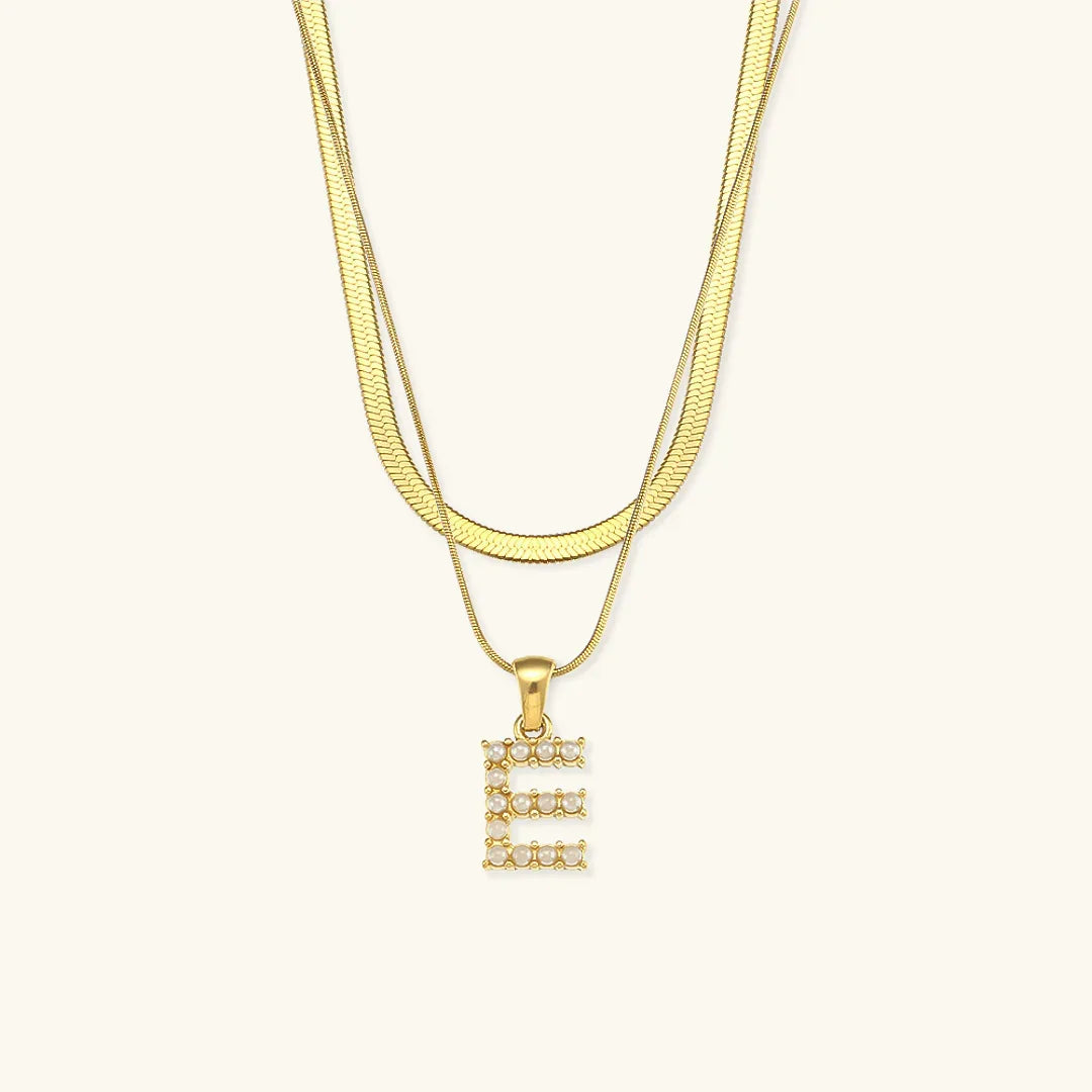 [Gaonasi]Fiona Layered Gold Initial Letter Necklace