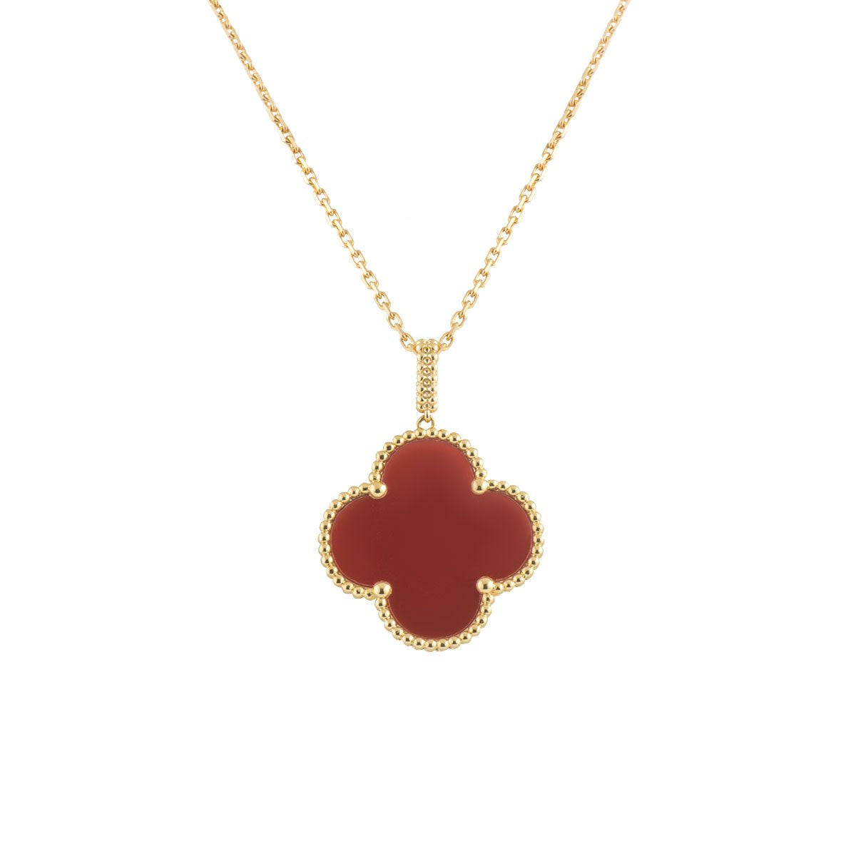 [Gaonasi]CLOVER 25MM NECKLACE GOLD CARNELIAN