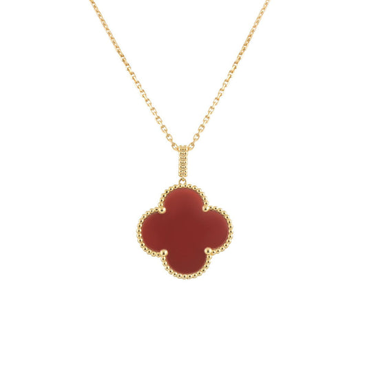 [Gaonasi]CLOVER 25MM NECKLACE GOLD CARNELIAN