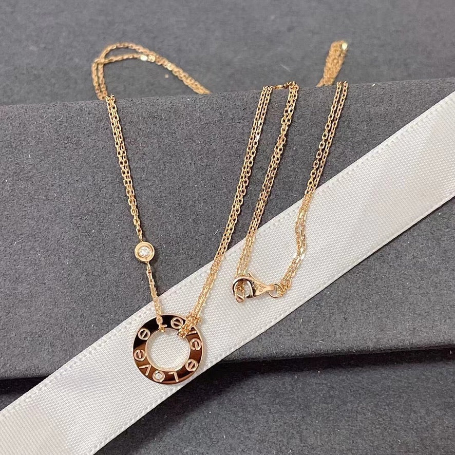 [Gaonasi Jewelry]LOVE NECKLACE 16MM 2 DIAMONDS