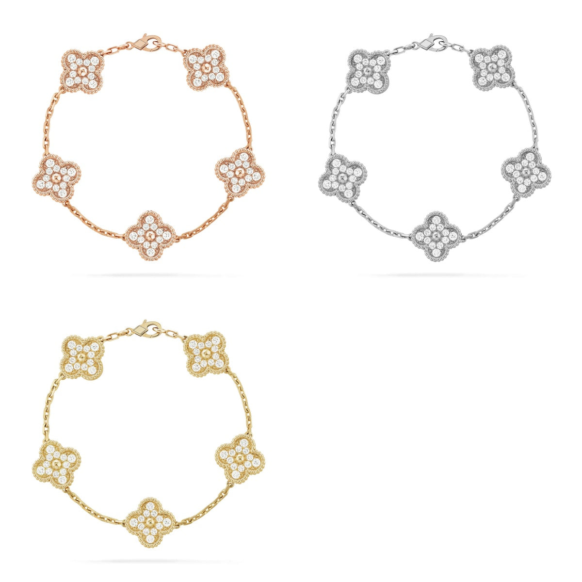 [Cadisa] CLOVER 5 MOTIF FULL DIAMOND BRACELET COLLECTION