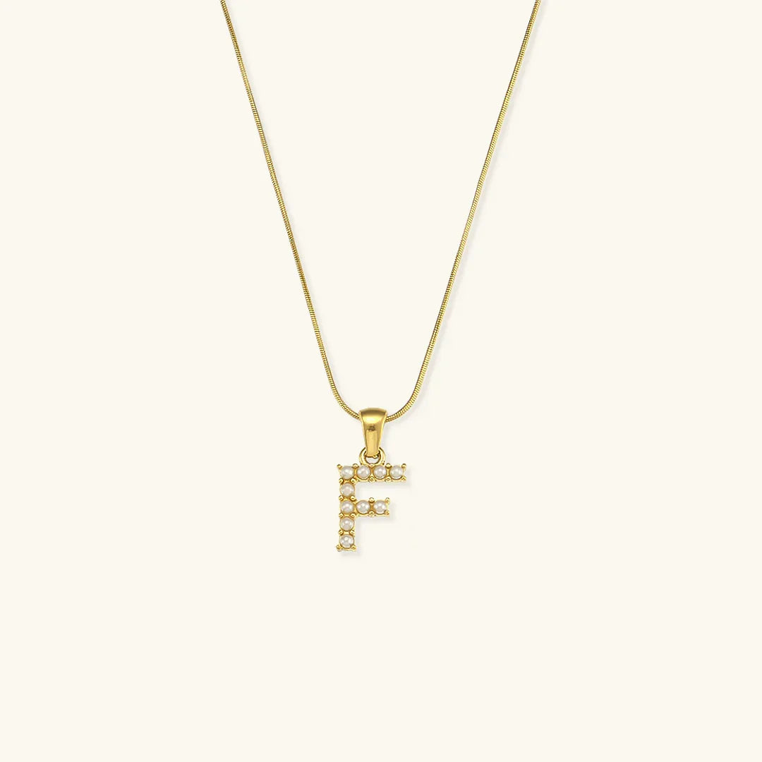 [Gaonasi]Augustine Initial Letter Pearl Necklace