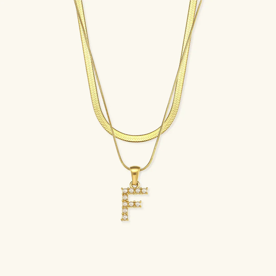 [Gaonasi]Fiona Layered Gold Initial Letter Necklace