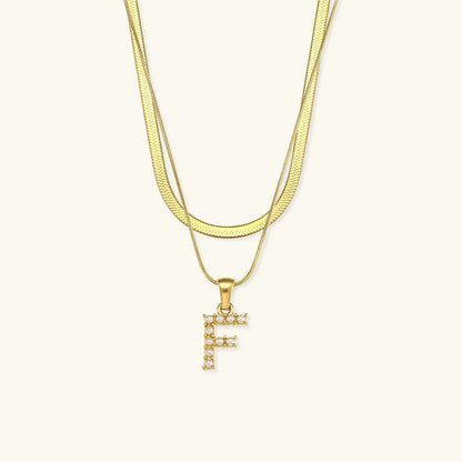 [Gaonasi]Fiona Layered Gold Initial Letter Necklace