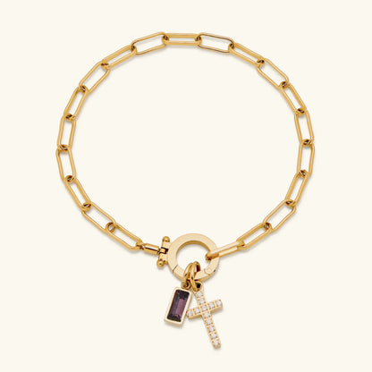 [Gaonasi]Annabella Birthstone Cross Bracelet
