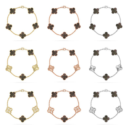 [Gaonasi] CLOVER 5 MOTIF GRAY MOP BRACELET COLLECTION