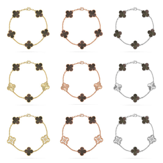 [Gaonasi] CLOVER 5 MOTIF GRAY MOP BRACELET COLLECTION