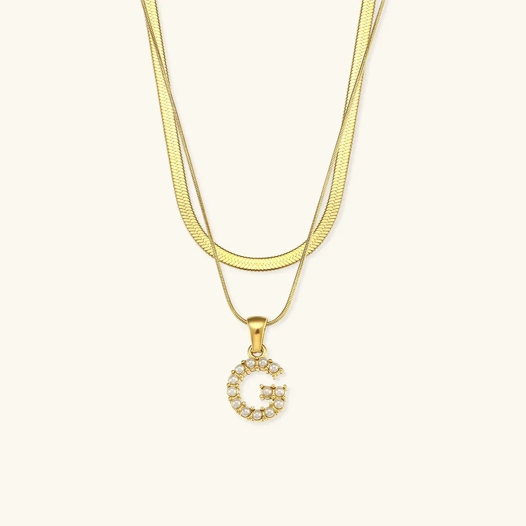 [Gaonasi]Fiona Layered Gold Initial Letter Necklace