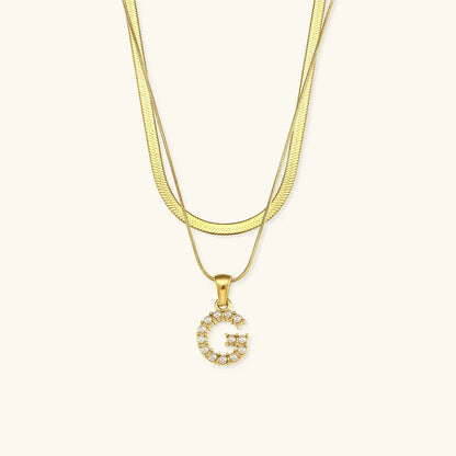[Gaonasi]Fiona Layered Gold Initial Letter Necklace